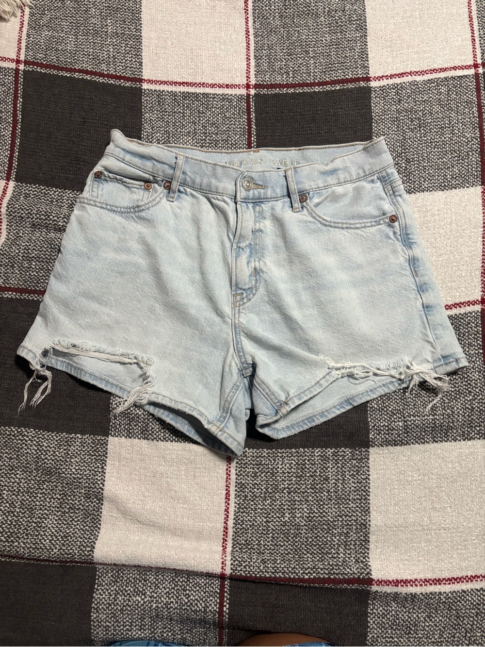 American Eagle Outfitters Light Blue Distressed Denim Shorts